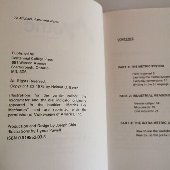 1975 Metric a Basic Guide book by HO Bayer Canadian Measurements Reference - Picture 6 of 9